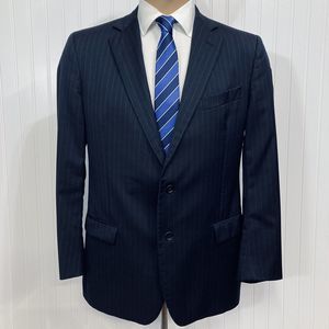 BROOKS BROTHERS Fitzgerald Blazer Mens 43 Navy Blue Pinstripe Estrato Jacket 43R